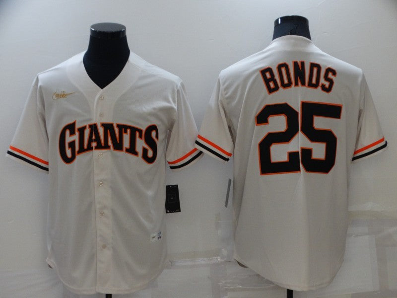 Men's San Francisco Giants Barry Bonds Beige Stitched Jersey baseball jersey product view 1