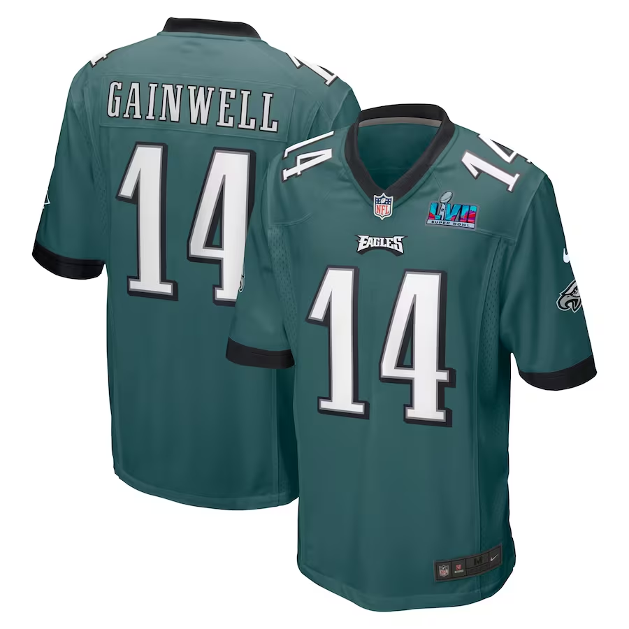 Men's Philadelphia Eagles Kenneth Gainwell Midnight Green Super Bowl LVII Patch Game Jersey football jersey product view 1