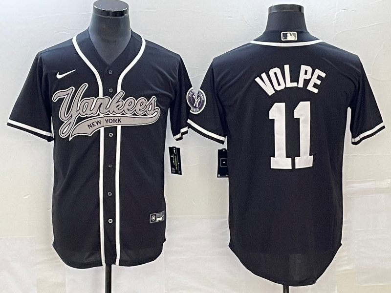 Men's New York Yankees Anthony Volpe #11 Black Player Jersey Joint Edition baseball jersey product view 1