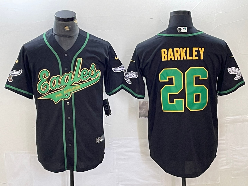 Men's Philadelphia Eagles Saquon Barkley Black Game Jersey Joint Edition football jersey product view 1