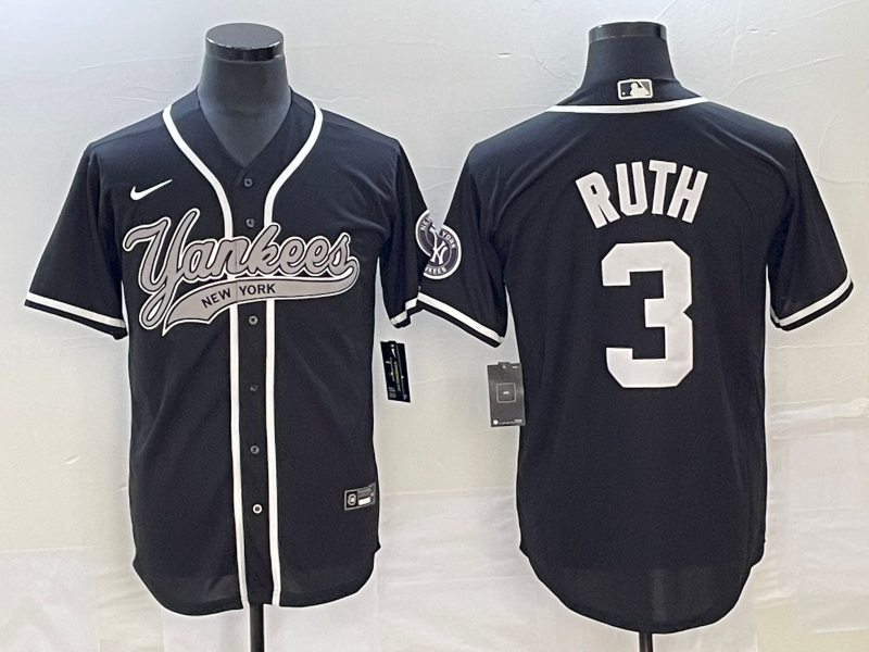 Men's New York Yankees Babe Ruth Black Player Jersey Joint Edition baseball jersey product view 1