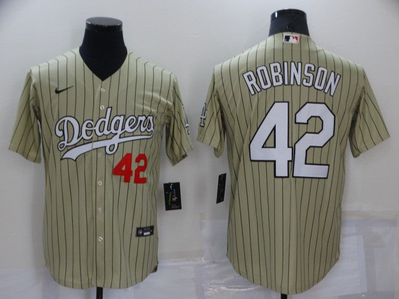 Men's Los Angeles Dodgers Jackie Robinson Gold Replica Baseball Jersey baseball jersey product view 1