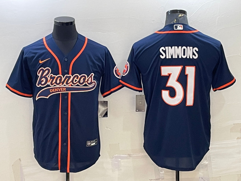 Men's Denver Broncos Justin Simmons #31 Navy Game Jersey1 Joint Edition football jersey product view 1