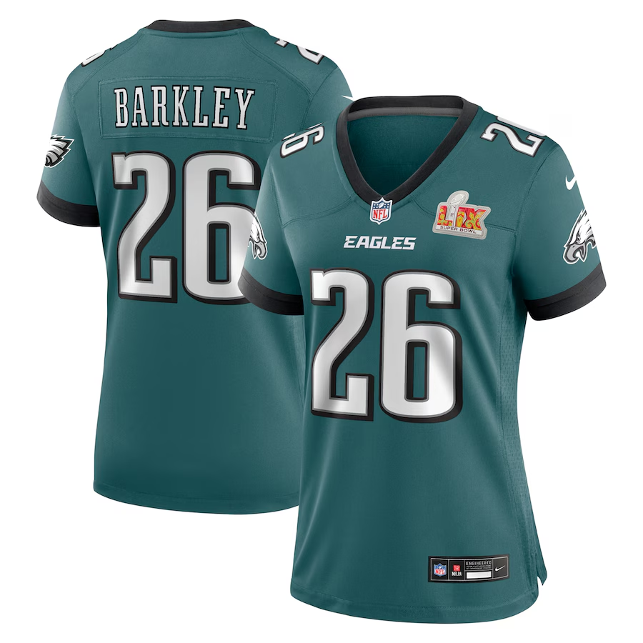 Women's Philadelphia Eagles Saquon Barkley Midnight Green Super Bowl LIX Game Jersey football jersey product view 1