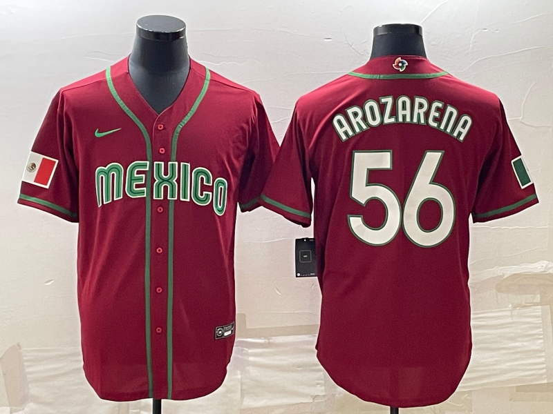 Men's 2023 World Baseball Classic Randy Arozarena Mexico Red Jersey baseball jersey product view 1