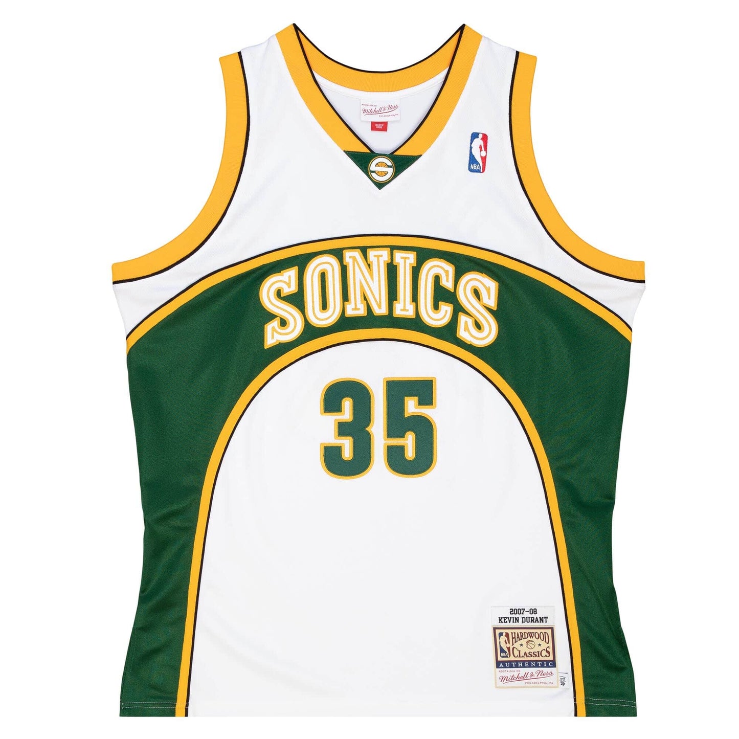 SuperSonics white 2007-08 Mitchell Retro Jersey-Kevin Durant basketball jersey product view 1