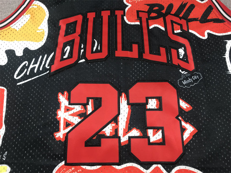 Bulls #23 Graffiti Jersey basketball jersey product view 2
