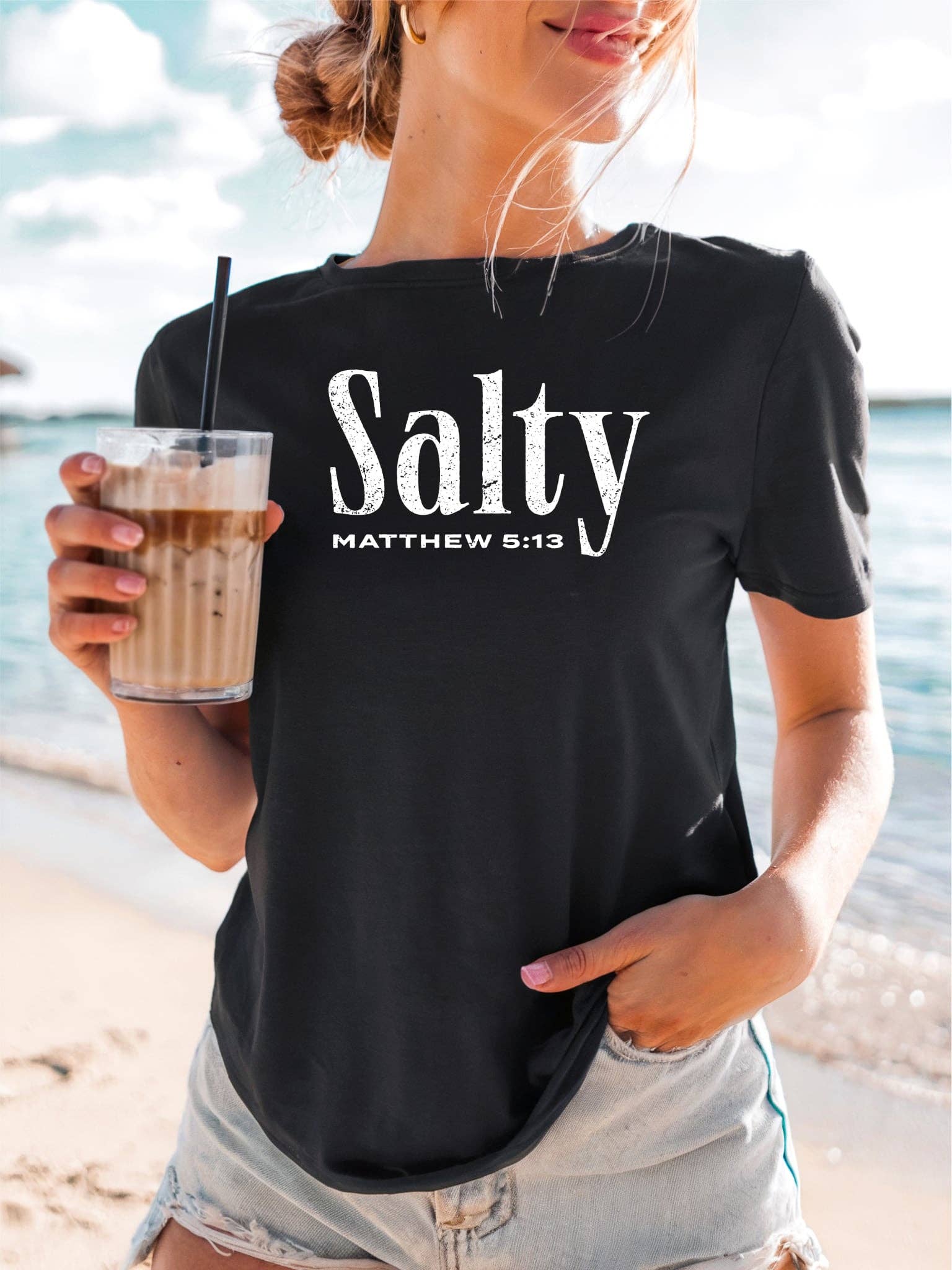 Salty Black Bella Faith Based Summer Graphic Tee Unisex T-shirt, Sweatshirt, Hoodie, Long Sleeve Tee - T-Shirt, Sweatshirt, Hoodie