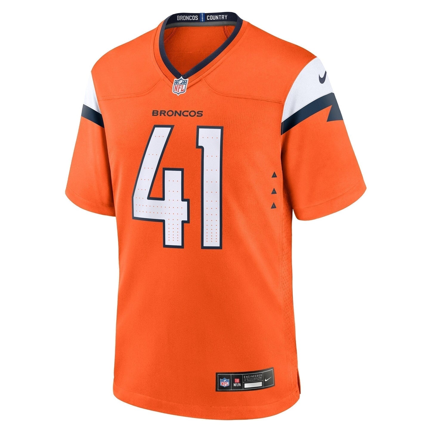 Drew Sanders Denver Broncos Team Game Jersey - Orange football jersey product view 2
