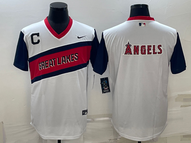 Men's Los Angeles Angels White Replica Baseball Jersey baseball jersey product view 1