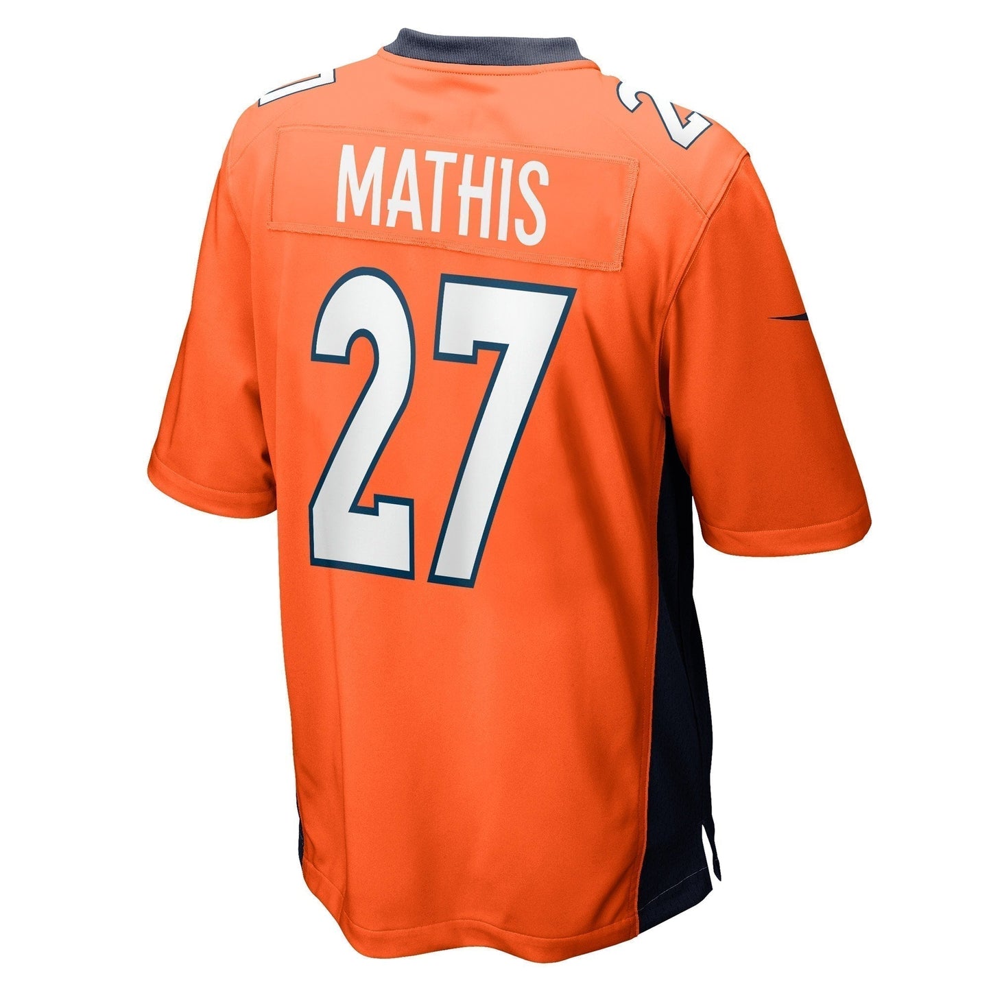 Damarri Mathis Denver Broncos Game Jersey - Orange football jersey product view 3