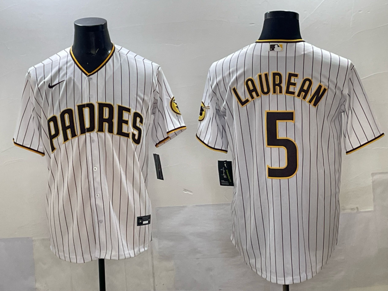 Men's San Diego Padres Juan Laurean #5 White Home Replica Jersey baseball jersey product view 1