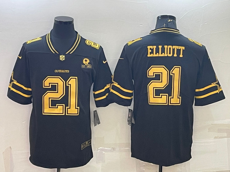 Men's Dallas Cowboys Ezekiel Elliott Black Color Rush Legend Player Jersey football jersey product view 1