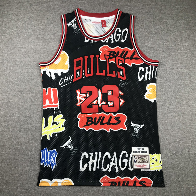 Bulls #23 Graffiti Jersey basketball jersey product view 1