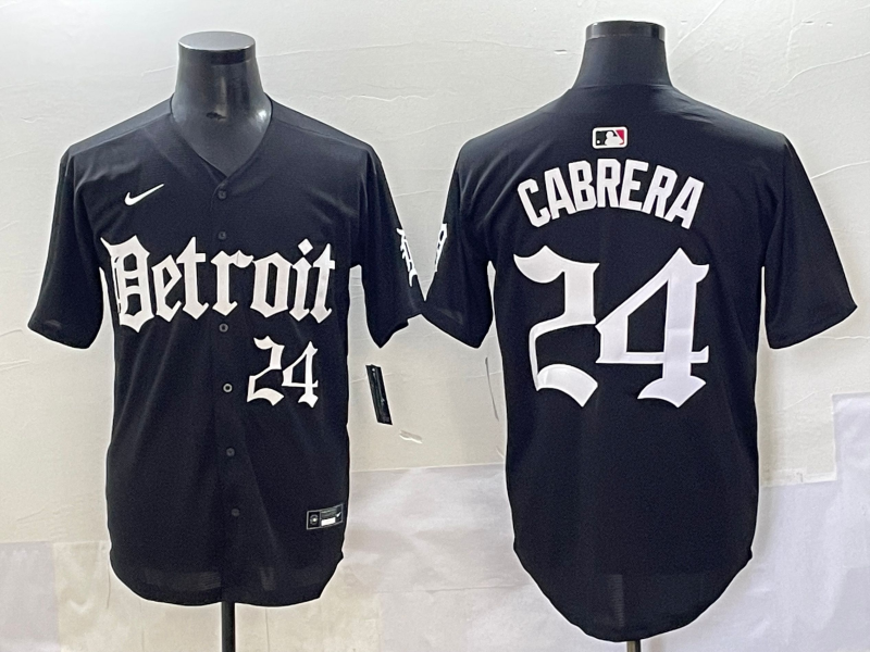 Men's Detroit Tigers Miguel Cabrera Black Player Jersey baseball jersey product view 1