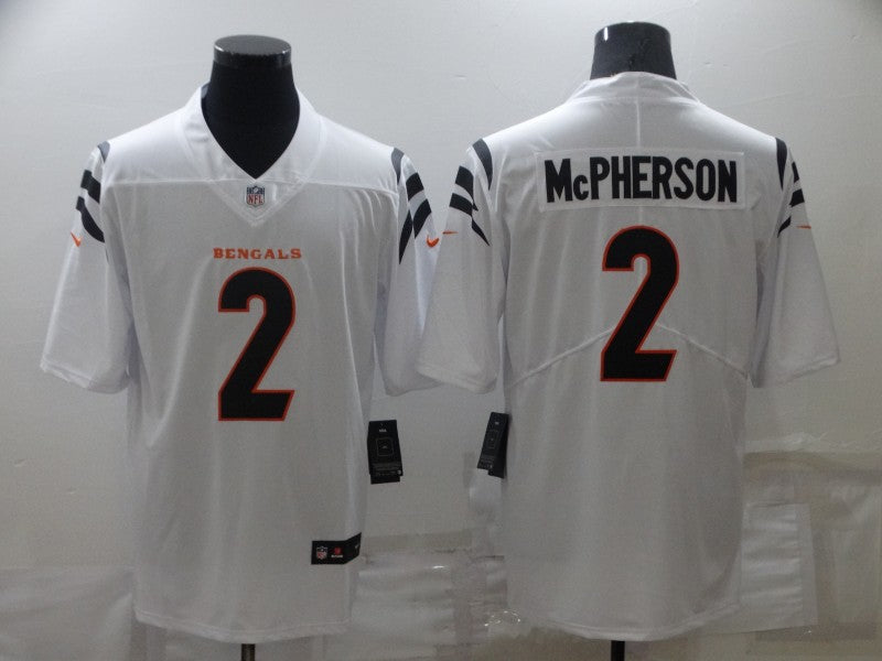 Men's Cincinnati Bengals Evan McPherson #2 White Game Jersey1 football jersey product view 1