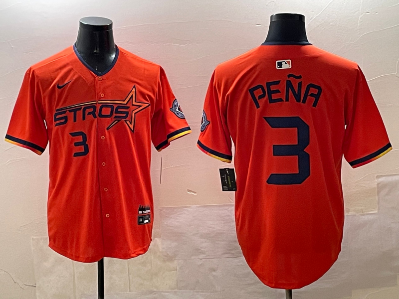 Men's Houston Astros Jeremy Pena #3 Orange 2025 City Connect Limited Player Jersey baseball jersey product view 1