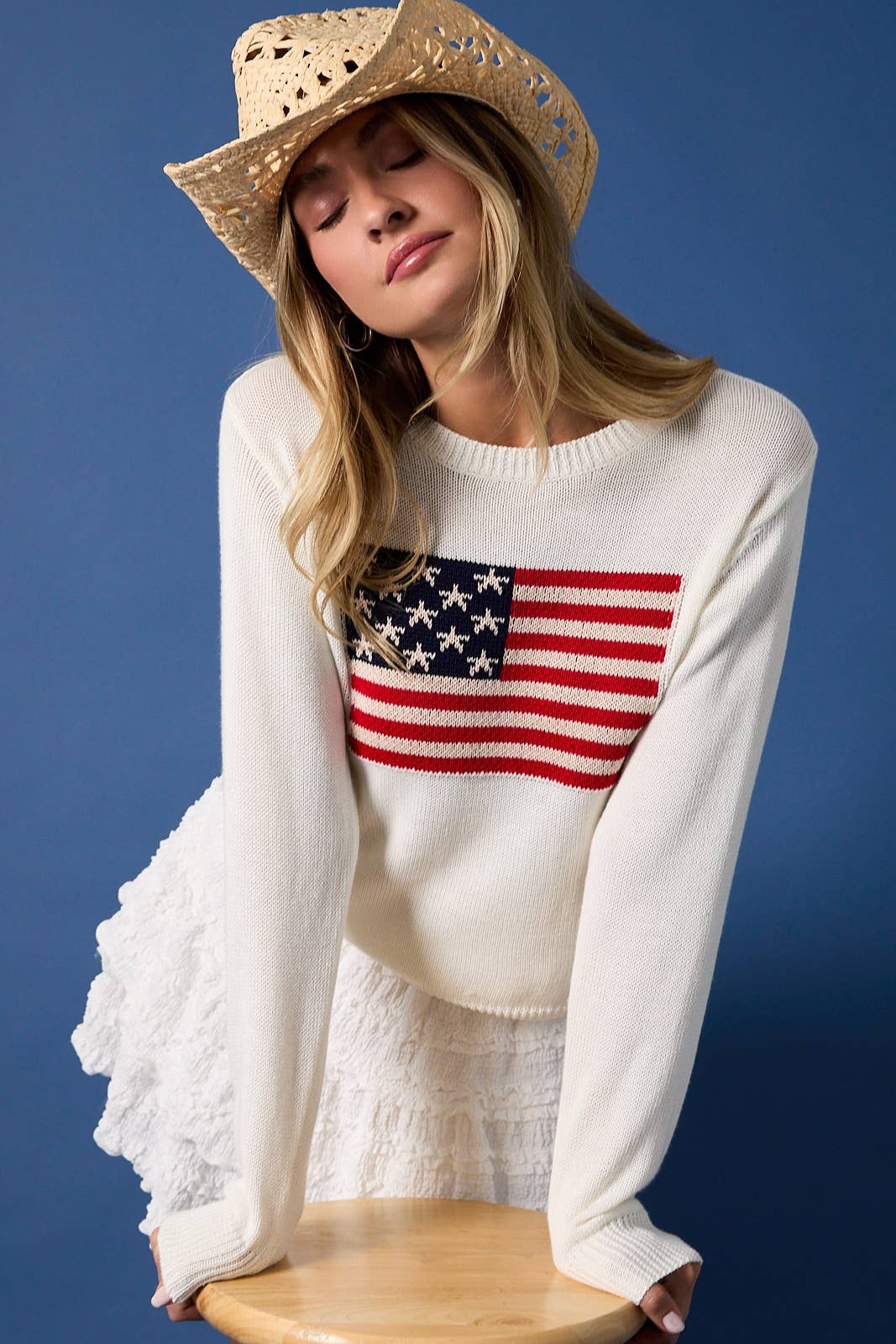 Us Flag Round Neck Sweater Top Unisex T-shirt, Sweatshirt, Hoodie, Long Sleeve Tee - T-Shirt, Sweatshirt, Hoodie