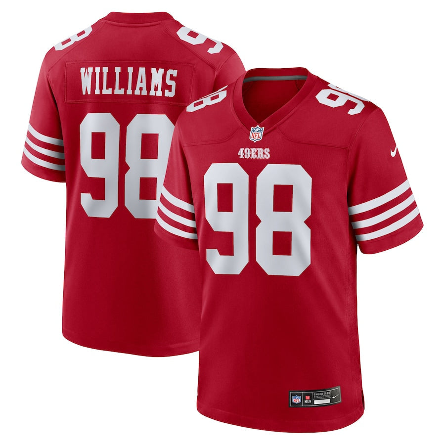 Men's San Francisco 49ers Mykel Williams Scarlet 2025 NFL Draft First Round Pick Game Jersey football jersey product view 1
