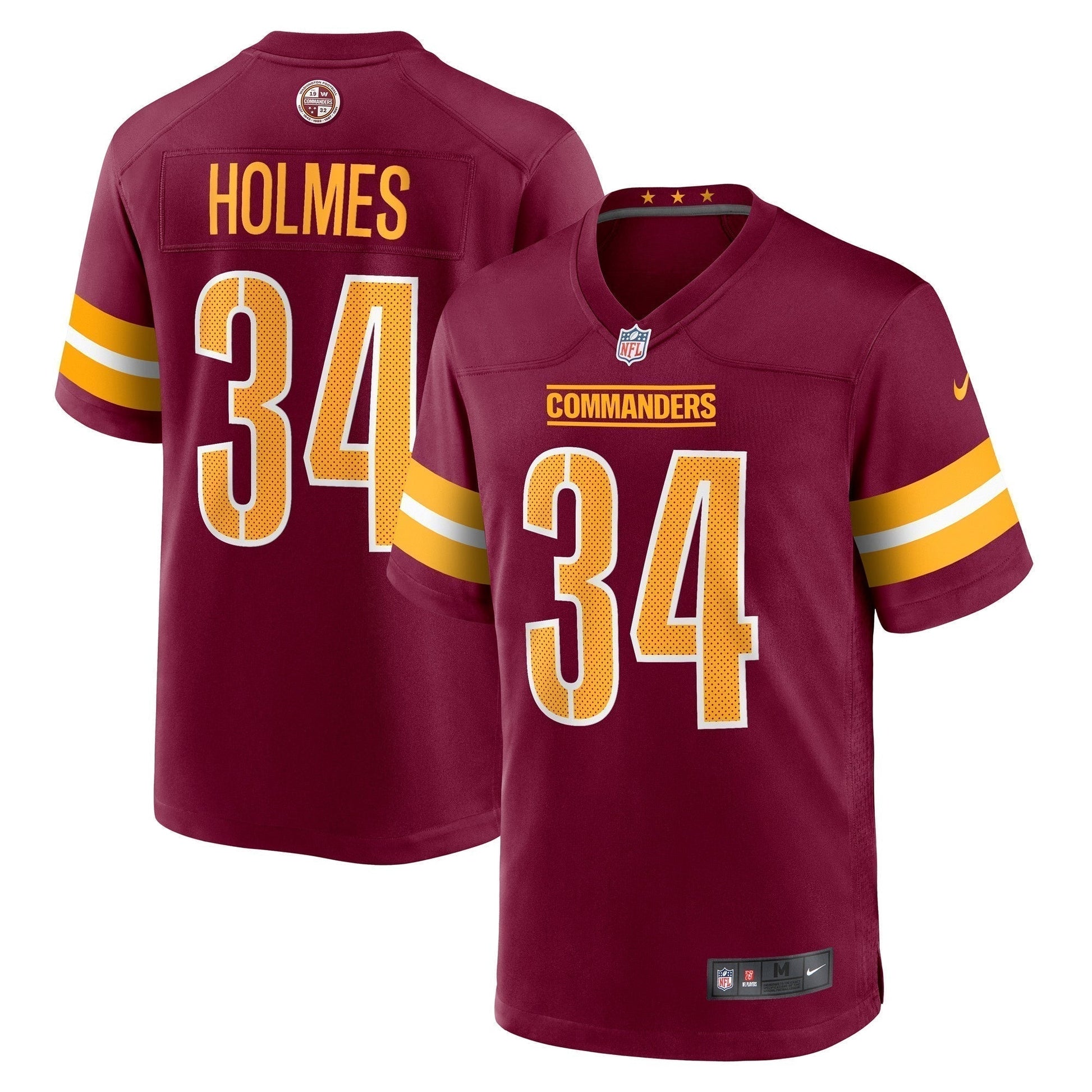 Christian Holmes Washington Commanders Game Jersey - Burgundy football jersey product view 1