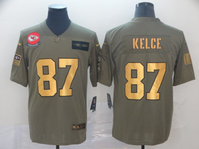 Men's Kansas City Chiefs Travis Kelce #87 Brown Player Game Jersey1 football jersey product view 1