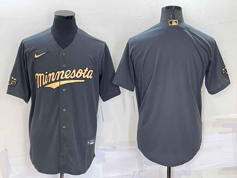 Men's Minnesota Twins Dark Grey Replica Player Blank Jersey baseball jersey product view 1