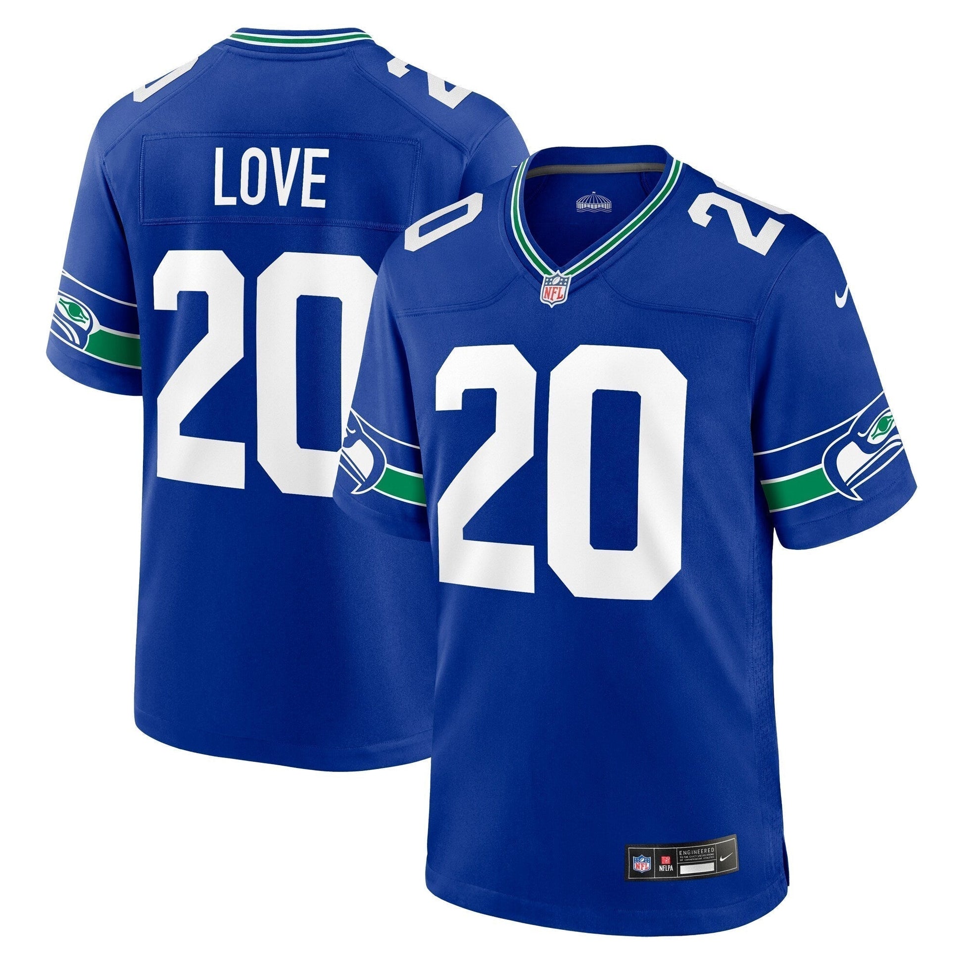 Julian Love Seattle Seahawks Throwback Game Jersey - Royal football jersey product view 1