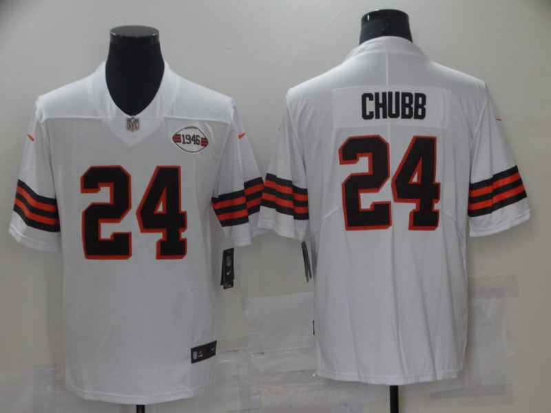 Men's Cleveland Browns Nick Chubb White 1946 Collection Alternate Game Jersey football jersey product view 1