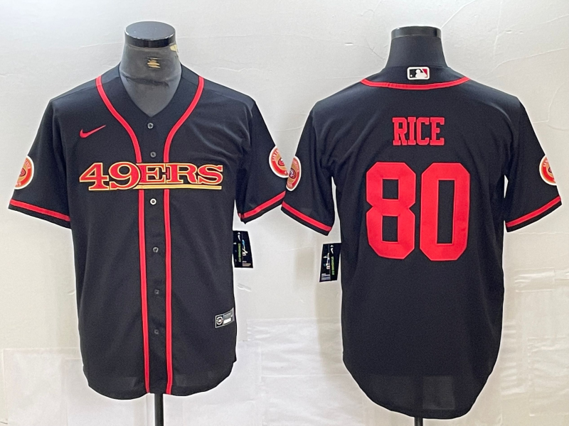 Men's San Francisco 49ers Jerry Rice #80 Black Joint Edition Player Jersey1 football jersey product view 1