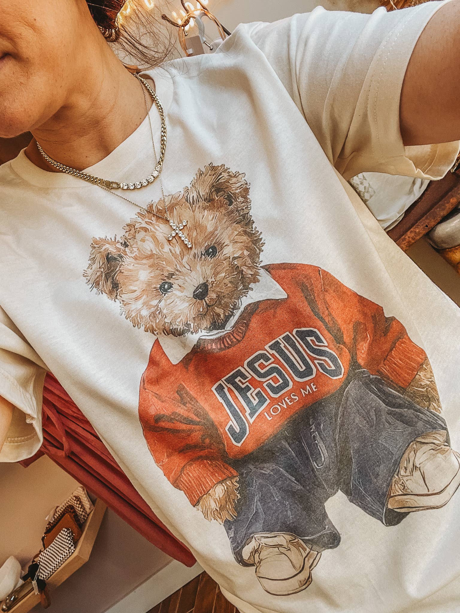 Jesus Loves Me Teddy Bear Religious Graphic Tee Unisex T-shirt, Sweatshirt, Hoodie, Long Sleeve Tee - T-Shirt, Sweatshirt, Hoodie