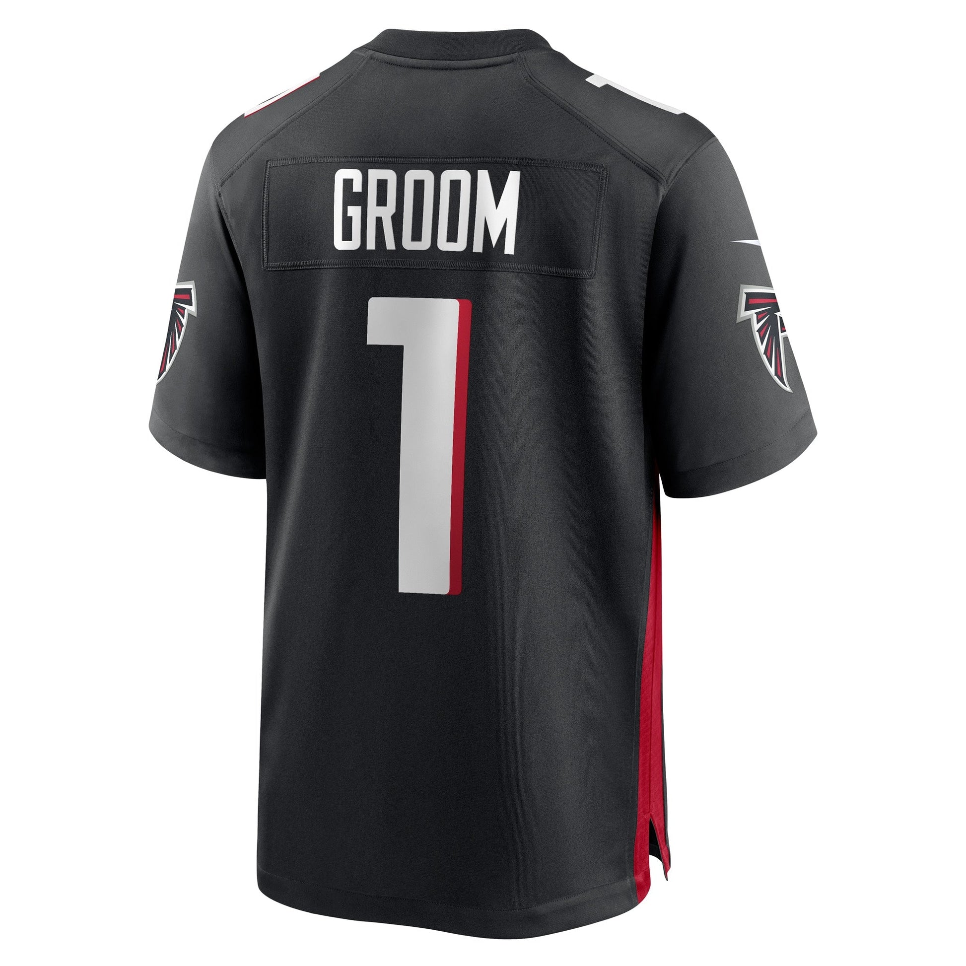 Number 1 Groom Atlanta Falcons Game Jersey - Black football jersey product view 3