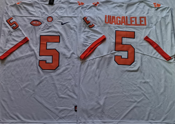 Men's Clemson Tigers D.J. Uiagalelei #5 White Game Jersey sports jersey product view 1