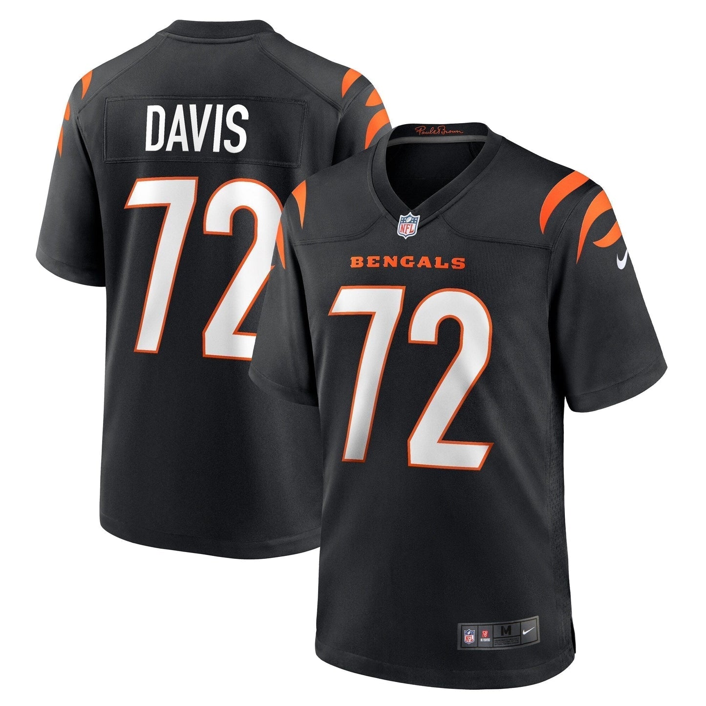 Domenique Davis Cincinnati Bengals Game Jersey - Black football jersey product view 1