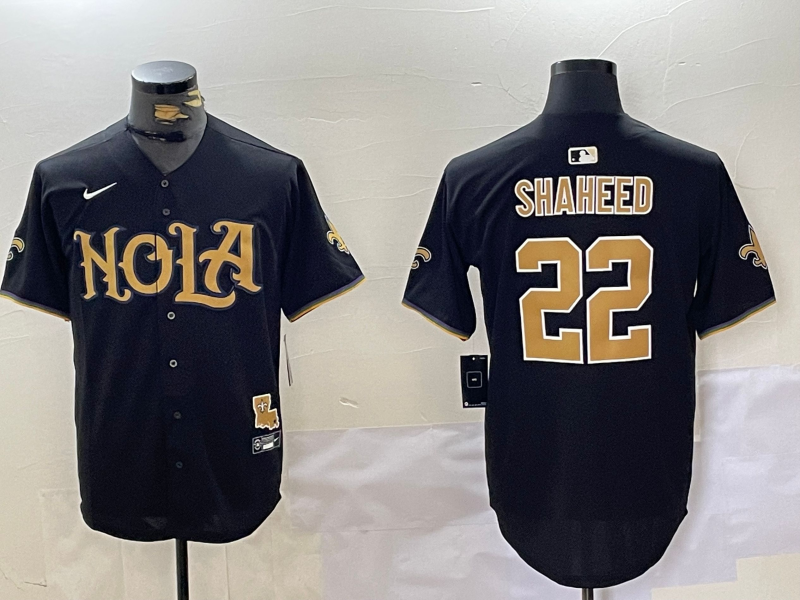 Men's New Orleans Saints Rashid Shaheed Black Game Player Jersey football jersey product view 1