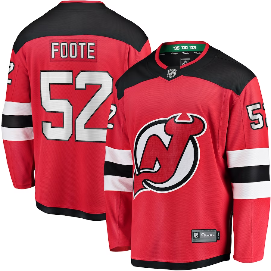 Men's New Jersey1 Devils Cal Foote #52 Red Player Game Jersey1 sports jersey product view 1