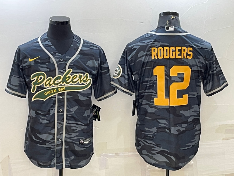 Men's Green Bay Packers Aaron Rodgers Grey camouflage Player Jersey Joint Edition football jersey product view 1