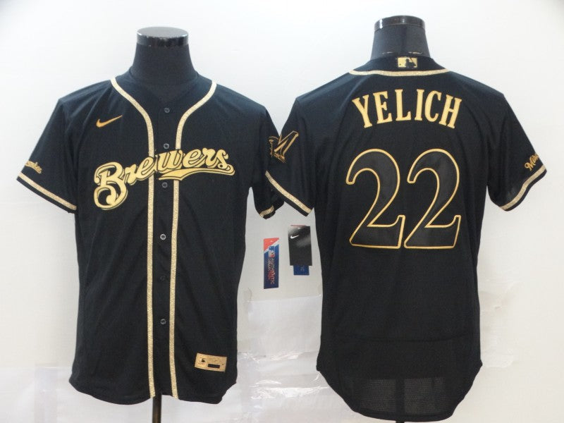 Men's Milwaukee Brewers Christian Yelich MLB Black Player Jersey baseball jersey product view 1