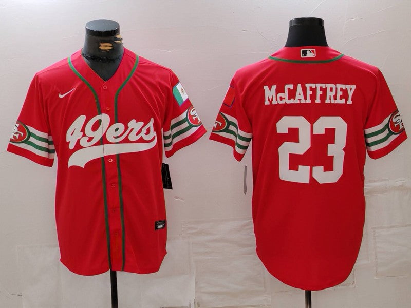 Men's San Francisco 49ers Christian McCaffrey #23 Scarlet Player Game Jersey2 football jersey product view 1
