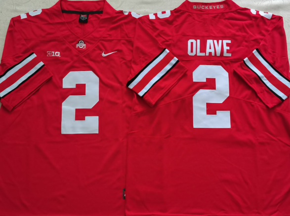 Men's Ohio State Buckeyes Chris Olave #2 Scarlet Player Game Jersey sports jersey product view 1