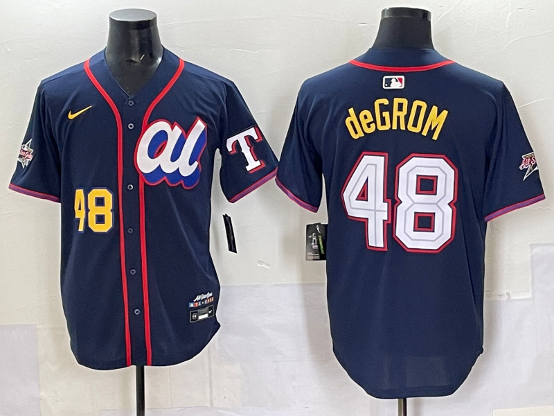 Men's American League Jacob deGrom Navy 2025 All-Star Edition Limited Player Jersey baseball jersey product view 1
