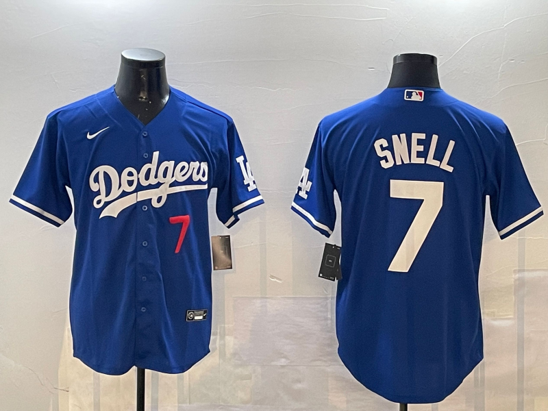 Men's Los Angeles Dodgers Blake Snell #7 Royal Alternate Replica Player Jersey baseball jersey product view 1