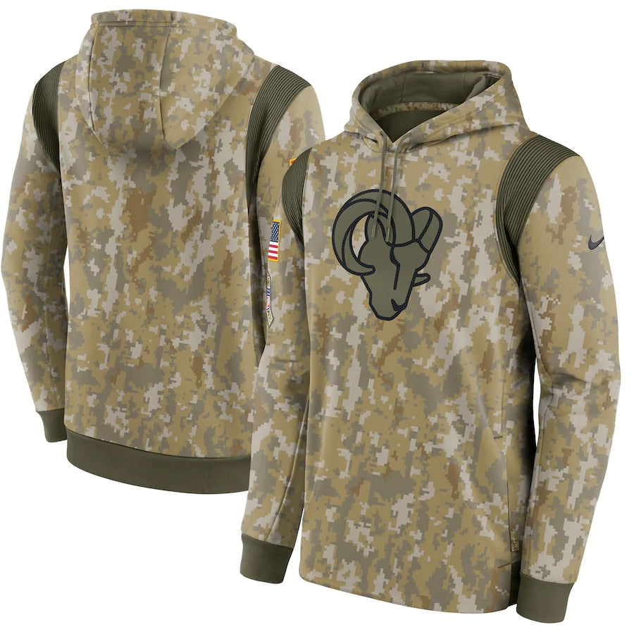Men's Los Angeles Rams 2021 Salute to Service Hoodie Camouflage football jersey product view 1