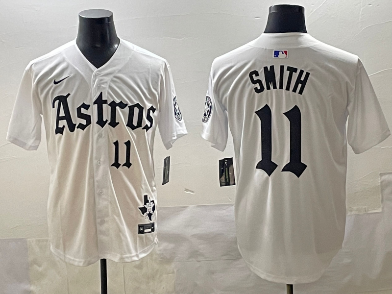 Men's Houston Astros Cam Smith White Team Player Jersey baseball jersey product view 1