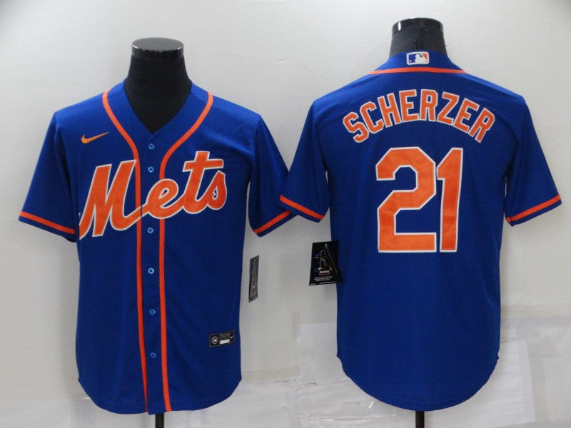 Men's New York Mets Max Scherzer Blue Replica Baseball Jersey baseball jersey product view 1