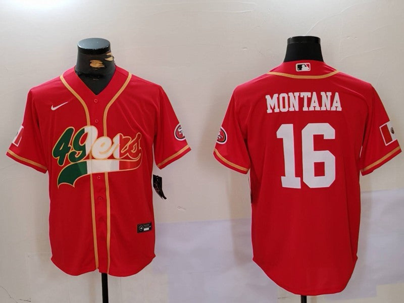 Men's San Francisco 49ers Joe Montana Scarlet Game Jersey football jersey product view 1