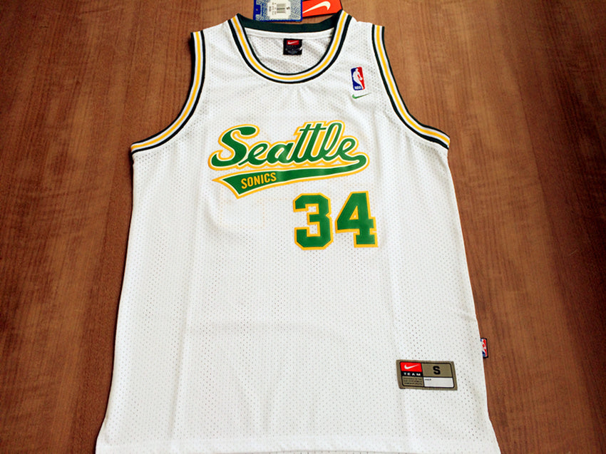SuperSonics No. 34 Ray Allen Retro White Premium Mesh basketball jersey product view 1