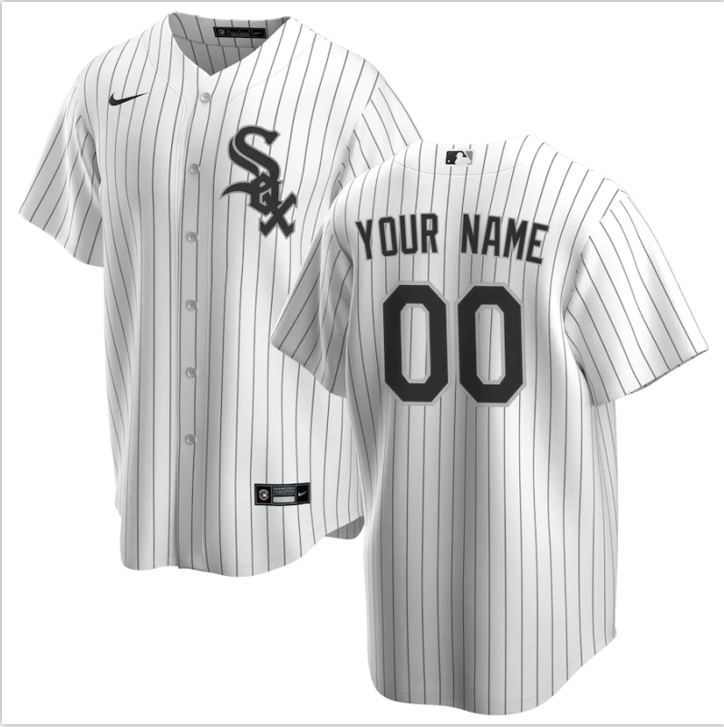 Men's Chicago White Sox White Home Replica Custom Jersey1 baseball jersey product view 1