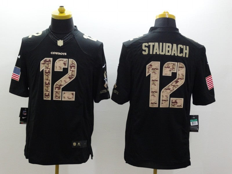Men's Dallas Cowboys Roger Staubach #12 Black Game Player Jersey1 football jersey product view 1