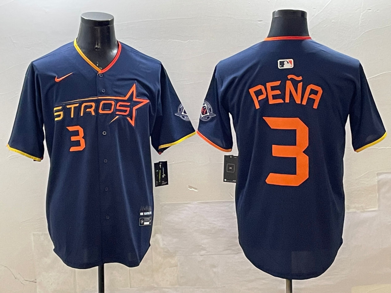Men's Houston Astros Jeremy Pena #3 Navy 2025 City Connect Limited Player Jersey1 baseball jersey product view 1