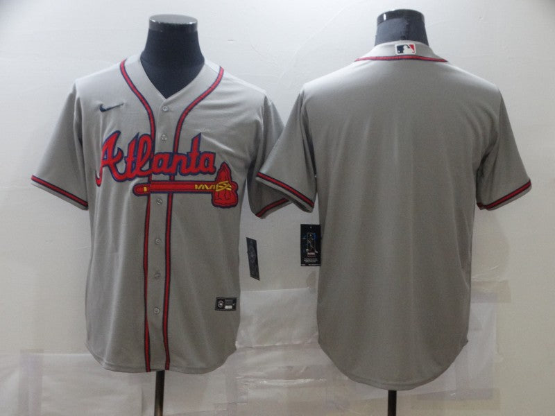 Men's Atlanta Braves Gray Replica Blank Jersey baseball jersey product view 1